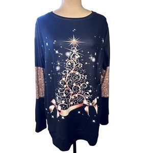 Exclusive Christmas Sweatshirt Size L Black and Gold Holiday